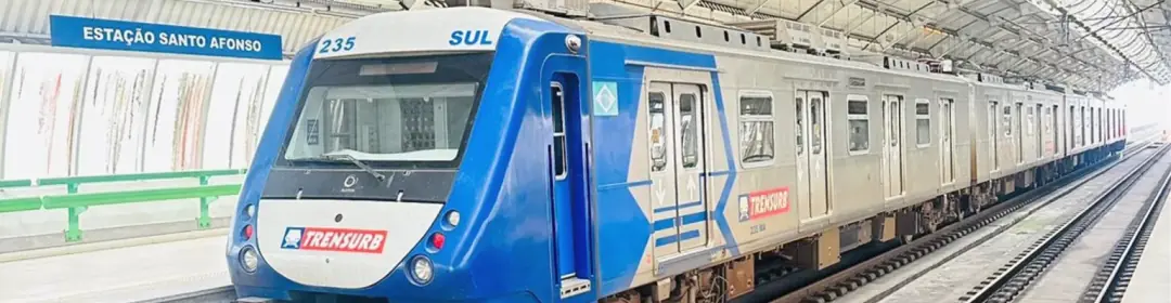 Linha de metrô na estação do Trensurb